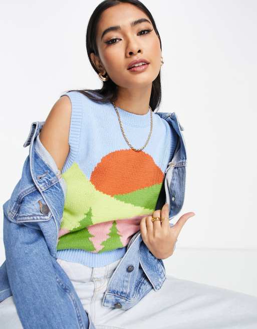 ASOS DESIGN – Dzianinowy podkoszulek w krajobraz 