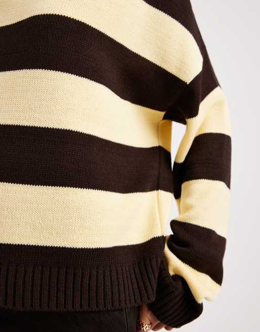 ASOS DESIGN – Dzianinowy sweter na jedno ramię w maślane paski, 3 z 4