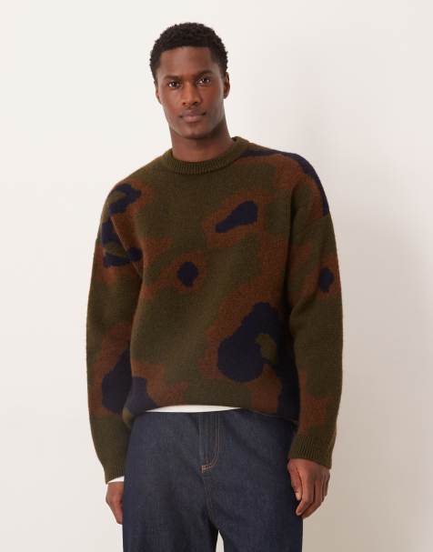 ASOS DESIGN – Dzianinowy sweter oversize z okrągłym dekoltem i abstrakcyjnym wzorem  - view 1