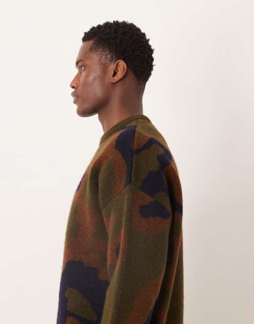 ASOS DESIGN – Dzianinowy sweter oversize z okrągłym dekoltem i abstrakcyjnym wzorem , 4 z 5