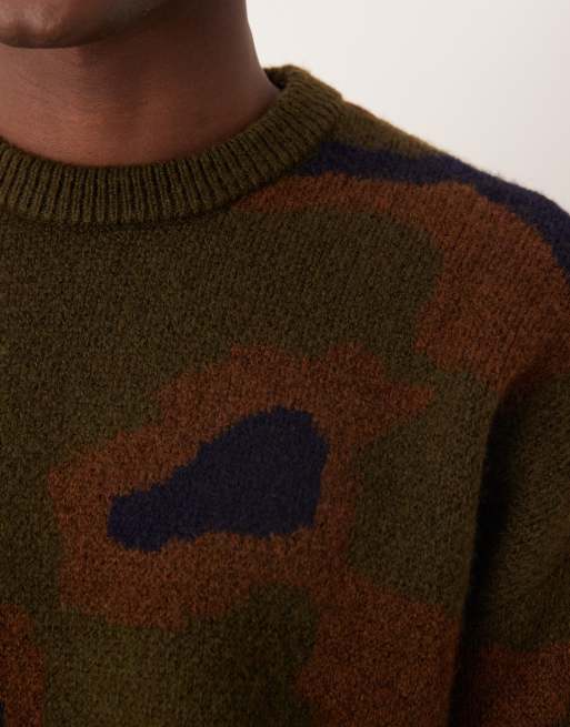 ASOS DESIGN – Dzianinowy sweter oversize z okrągłym dekoltem i abstrakcyjnym wzorem , 5 z 5