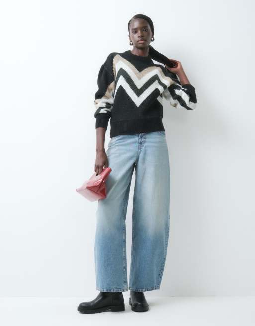 ASOS DESIGN dzianinowy sweter we wzór w jodełkę w wielokolorowe paski, 5 z 5