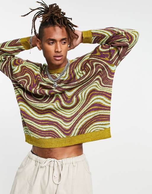 ASOS DESIGN – Dzianinowy sweter z falistym efektem space dye