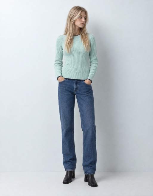ASOS DESIGN dzianinowy sweter z okrągłym dekoltem w kolorze aqua, 6 z 10