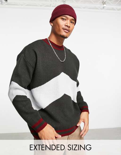 ASOS DESIGN – Dzianinowy sweter ze wzorem w jodełkę