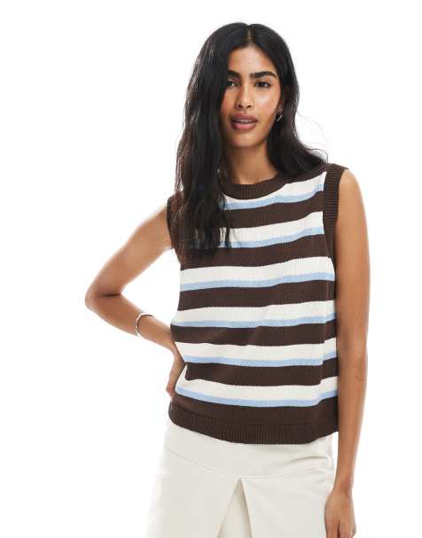 ASOS DESIGN knitted tank top in multi stripe