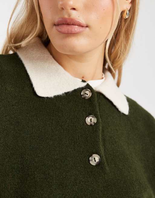 ASOS DESIGN – Dzianinowy top w stylu rugby w kolorze khaki, 2 z 4