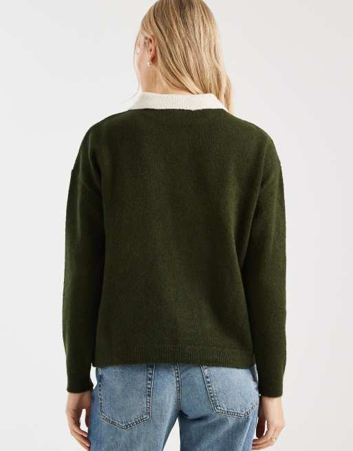 ASOS DESIGN – Dzianinowy top w stylu rugby w kolorze khaki, 4 z 4