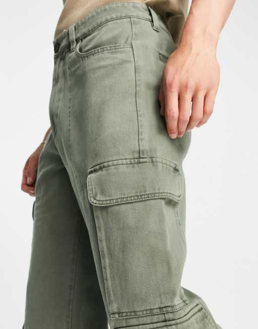 ASOS DESIGN – Dzwony bojówki w kolorze khaki z efektem sprania, 4 z 4