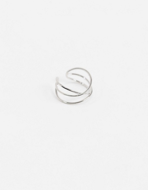 ASOS DESIGN ear cuff in wire wrap in silver tone