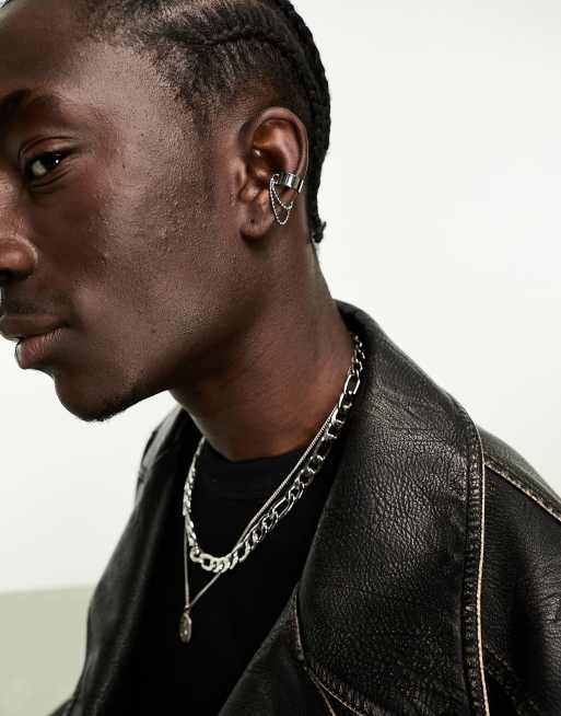 ASOS DESIGN ear cuff with chain detail in silver tone | ASOS