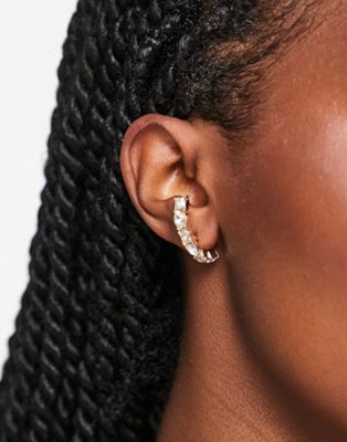 ASOS DESIGN ear cuff with crystal design in gold tone