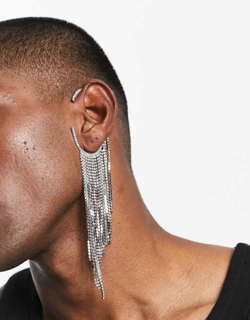 ASOS Full Ear Cuff With Spikes in Metallic for Men