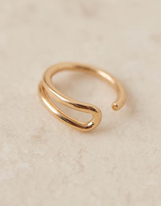 ASOS DESIGN ear cuff with double loop design in gold tone