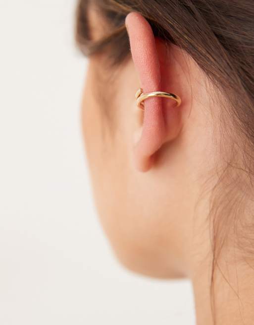 ASOS DESIGN ear cuff with double loop design in gold tone