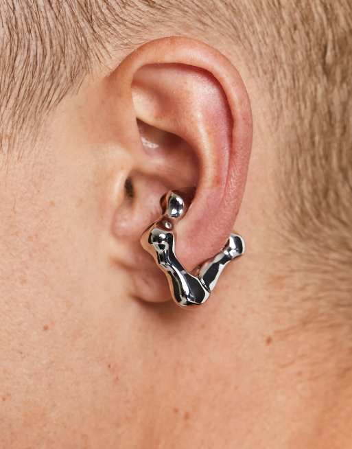 ASOS Full Ear Cuff With Spikes in Metallic for Men