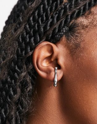 ASOS DESIGN ear cuff with liquid look design in silver tone