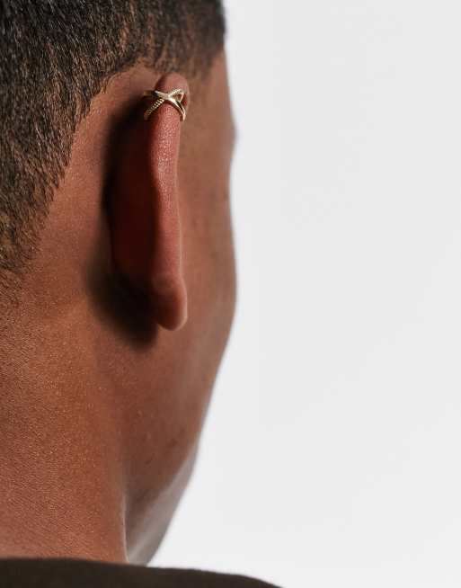 ASOS DESIGN ear cuff with overlap in gold tone