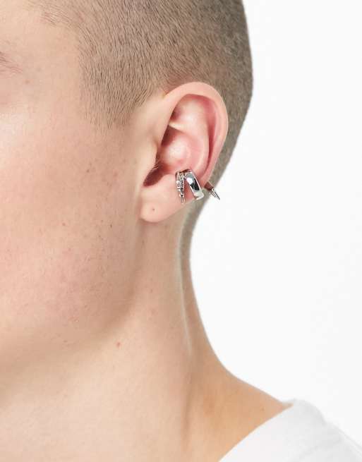 ASOS Full Ear Cuff With Spikes in Metallic for Men