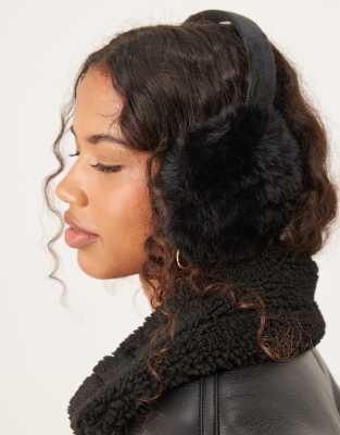 Asos Design Ear Muffs In Black Faux Fur
