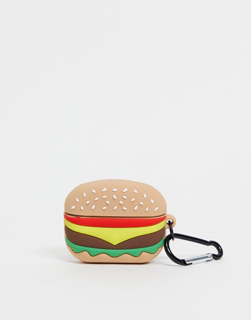 ASOS DESIGN ear pod case in burger design with clip-Multi