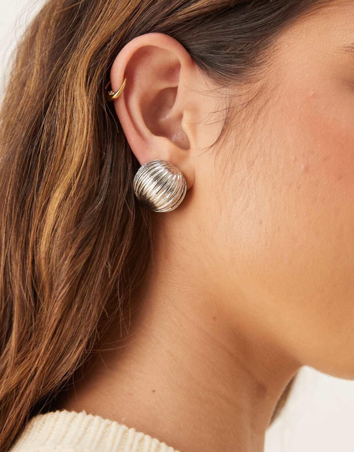 ASOS DESIGN earrings in ball design in silver tone
