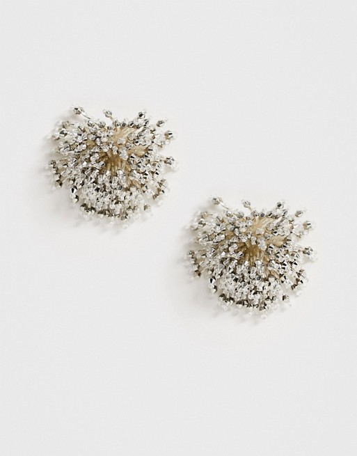 ASOS DESIGN earrings in crystal bead burst design in silver tone