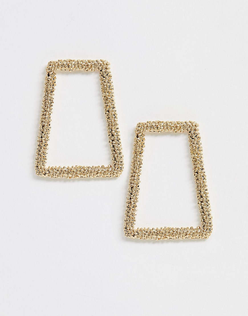 ASOS DESIGN earrings in fine open shape texture in gold tone
