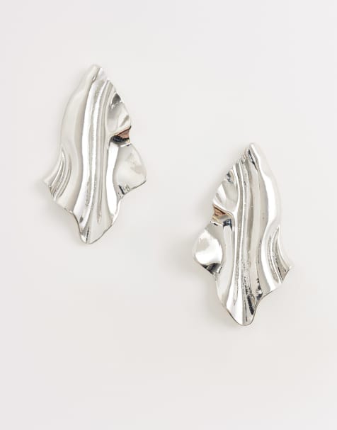 ASOS DESIGN earrings in natural shape in silver tone - view 1