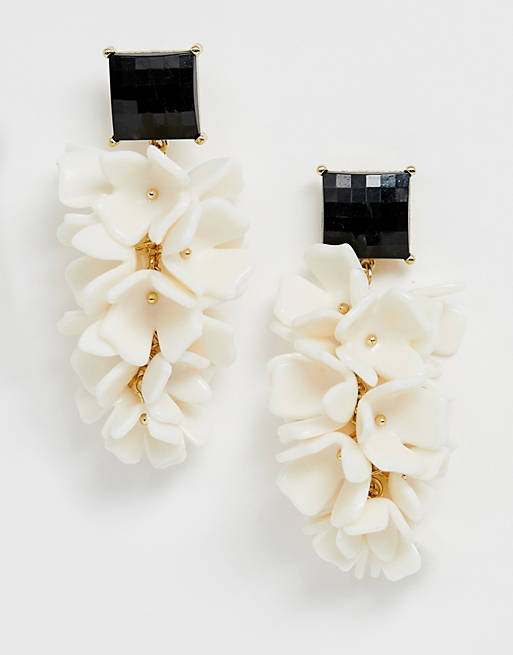 ASOS DESIGN earrings in resin petal waterfall drop design in gold