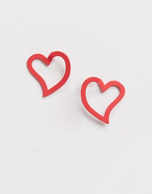 ASOS DESIGN earrings in split red heart design