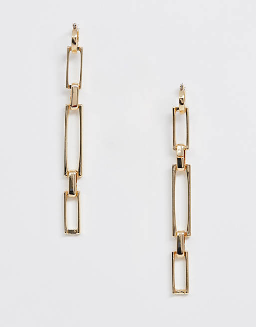 ASOS DESIGN earrings in square open link design in gold | ASOS