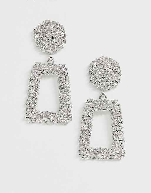 ASOS DESIGN earrings in square shape in silver tone