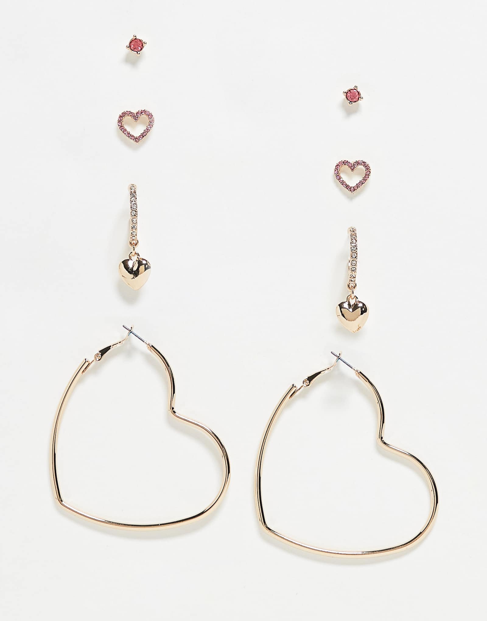 ДИЗАЙНЕРСКИЕ серьги ASOS multi pack золотистого цвета с розовыми украшениями