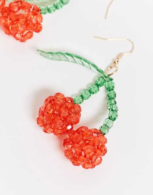 Beaded hot sale cherry earrings