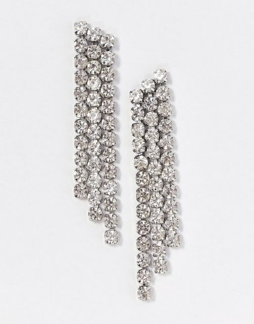 ASOS DESIGN earrings with crystal drop in silver tone