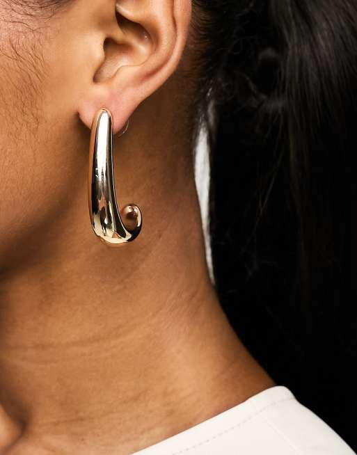 ASOS DESIGN earrings with elongated teardrop design in gold tone