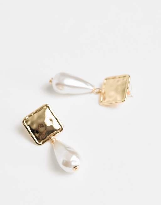 Square hot sale pearl earrings