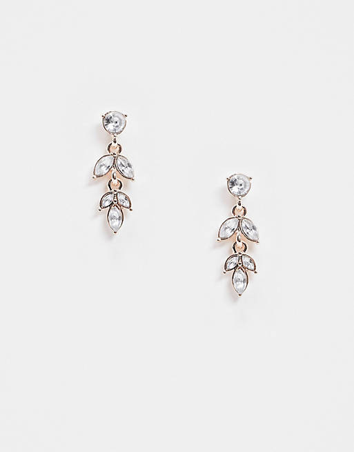 ASOS DESIGN earrings with occasion crystal drop in rose gold tone | ASOS