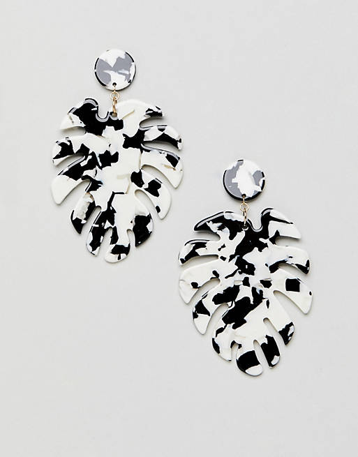 ASOS DESIGN earrings with palm leaf design in resin
