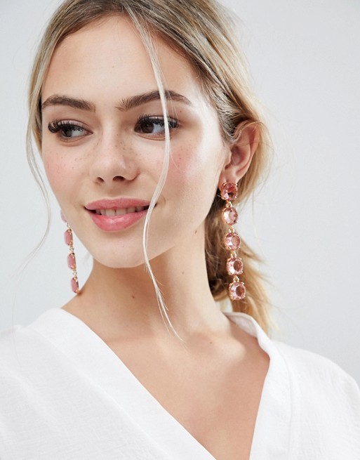 ASOS DESIGN earrings with resin bead drops in gold