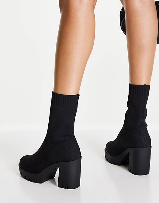 Shoes Boots/Earth high-heeled knitted sock boots in black 
