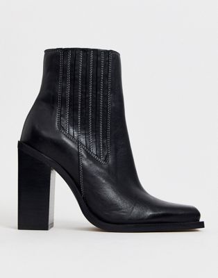 ASOS DESIGN East Coast premium leather western chelsea boots in black ...