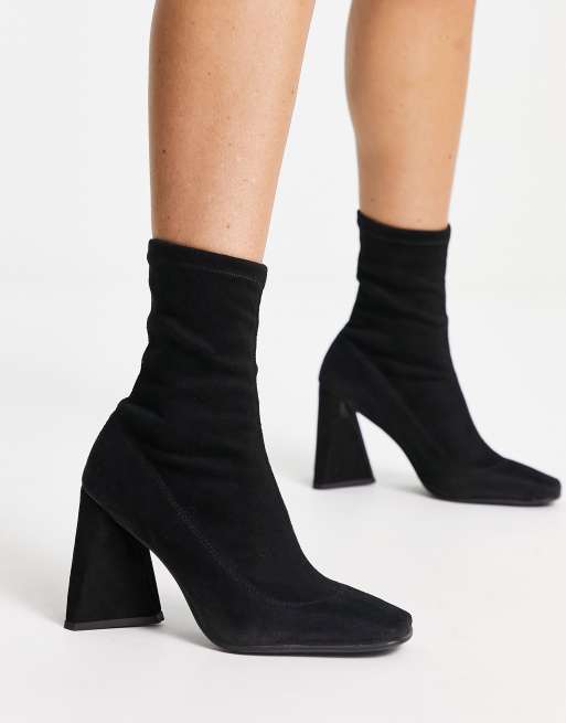 ASOS DESIGN Eastern high-heeled sock boots in black