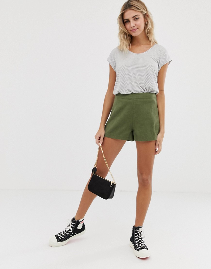 ASOS DESIGN easy casual short with exposed zip-Green