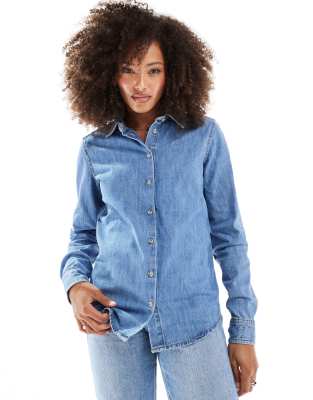 easy denim shirt in midwash blue