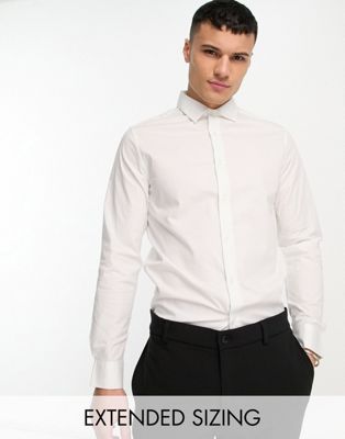 ASOS DESIGN easy iron regular fit poplin shirt in white