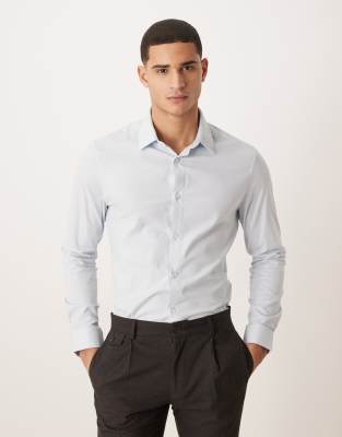 ASOS DESIGN easy iron royal oxford slim shirt in blue