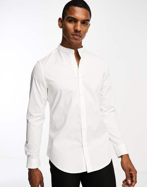 Grandad Collar Shirts | White Grandad Collar Shirt | ASOS