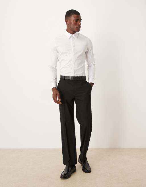 ASOS DESIGN easy iron slim fit sateen shirt in white, 2 of 5